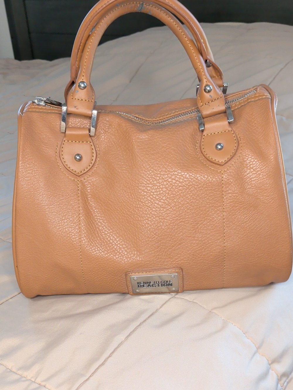 Kenneth Cole Reaction Camel/Tan Pebbled Leather Satchel